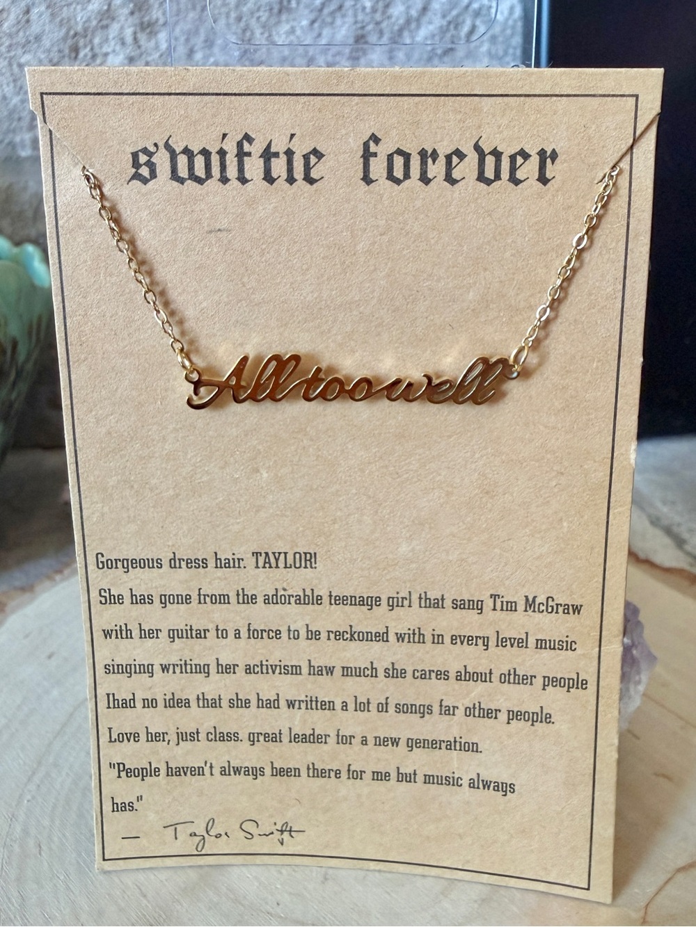 Gold "All Too Well" Script Necklace - Swiftie Forever